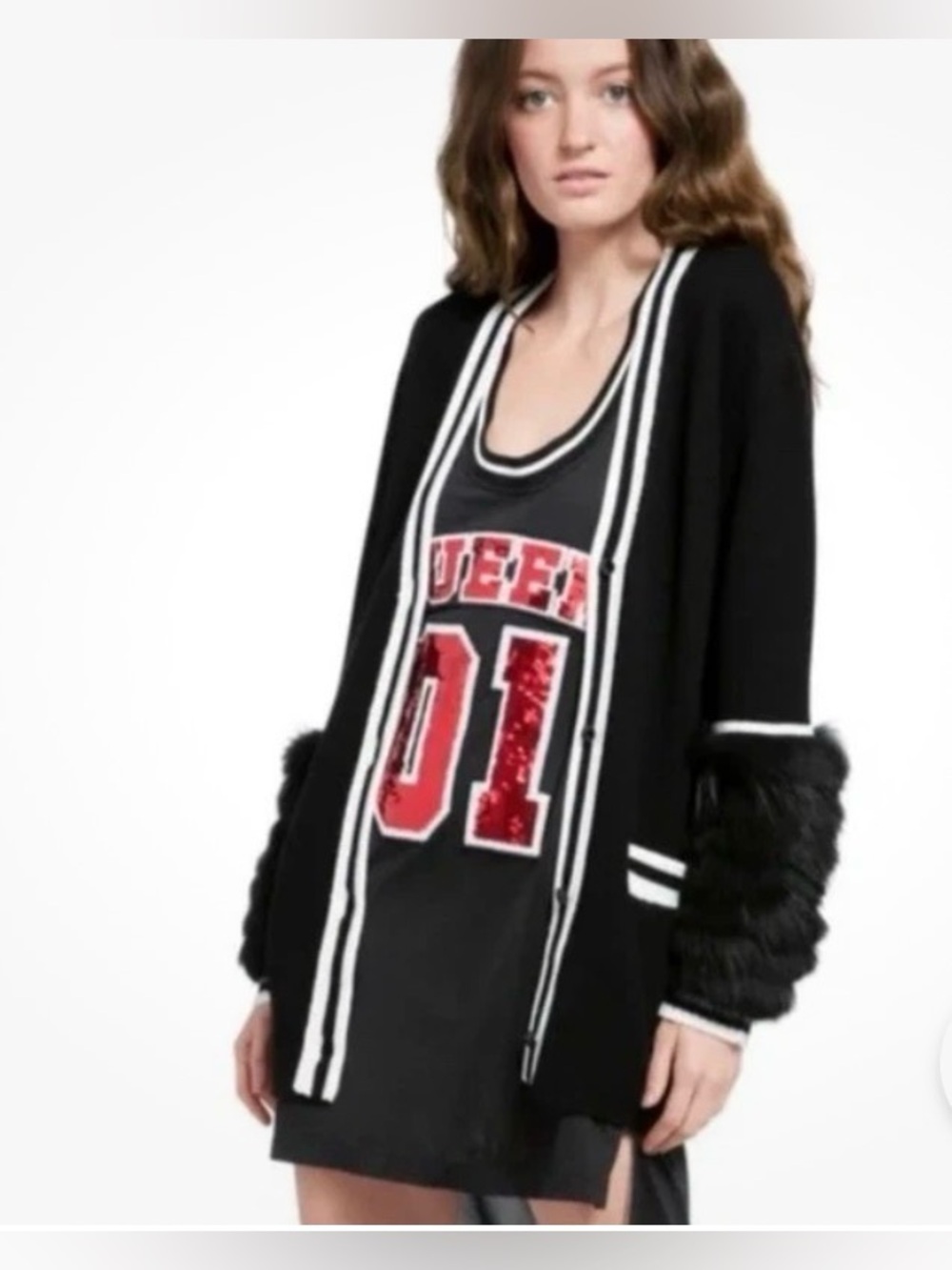 Alice + Olivia Bradford Fox Fur-Cuff Grandpa Cardigan
